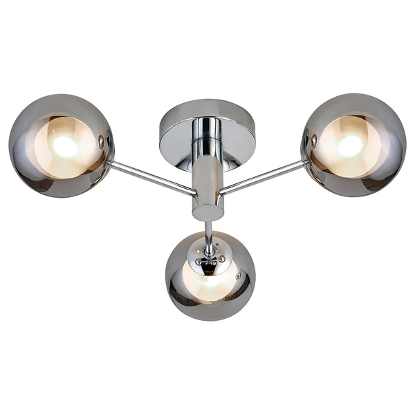 Deckenleuchte Oscar - Stahl / Rauchglas - Silber - 3-flammig