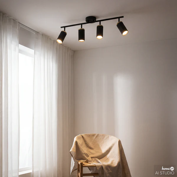 Deckenleuchte URS 4-flammig - Eisen - Schwarz / Messing - Image 4
