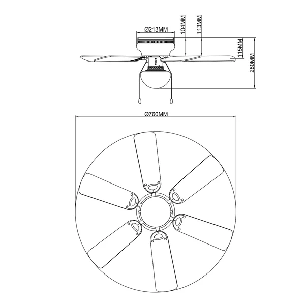 Deckenventilator Ugo - Opalglas / Eisen - 1-flammig - Weiß - Image 6