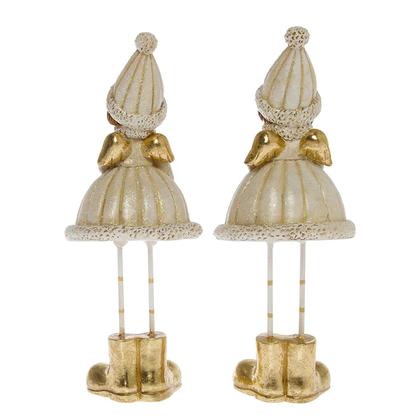 Dekofigur Winterkinder (2-teilig) - Polyresin - Creme / Gold - Image 3
