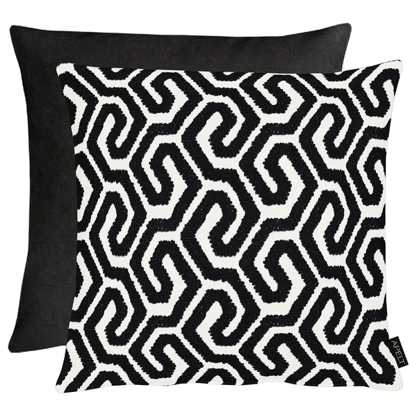 Dekokissen Tiago II - Polyester / Baumwolle - Schwarz