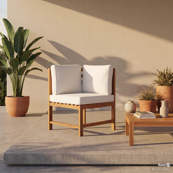 Diningeckelement Bayton - Akazie massiv / Polyester - Braun / Beige - Image 3