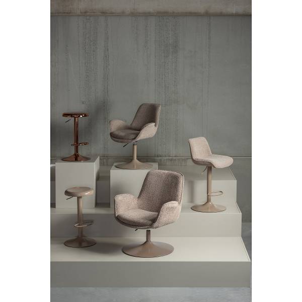 Drehbarer Armlehnenstuhl Marten Typ A - Beige - Chenille - Eisen - 70 x 90 x 66 cm - Image 5