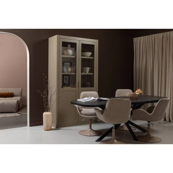 Drehbarer Armlehnenstuhl Marten Typ A - Beige - Chenille - Eisen - 70 x 90 x 66 cm - Image 6
