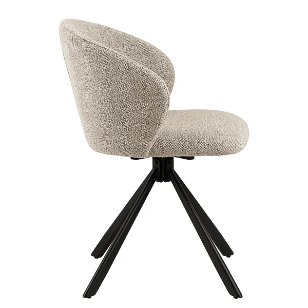 Drehbarer Polsterstuhl Kolmos 2er-Set - Bouclé Stoff Moena: Beige - Image 8