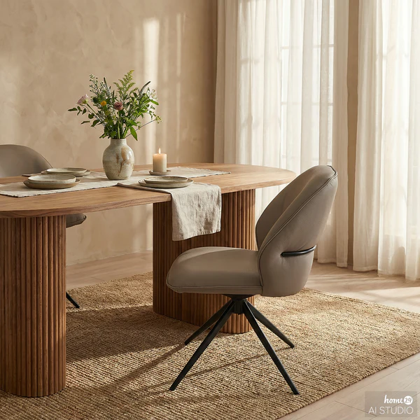 Drehbarer Polsterstuhl LINNI 2er-Set - Taupe - Image 4
