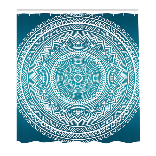 Duschvorhang Starry Blumen - Polyester - Türkis - 175 x 220 cm