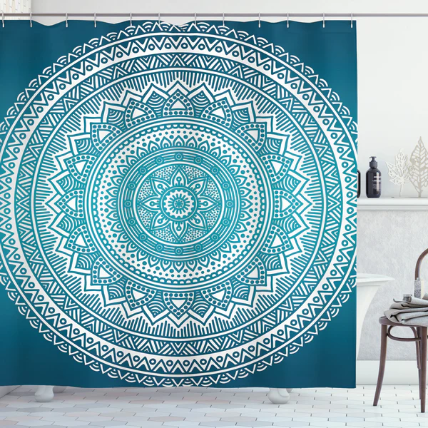 Duschvorhang Starry Blumen - Polyester - Türkis - 175 x 220 cm - Image 2