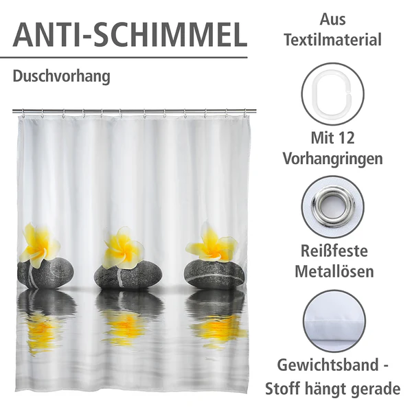 Duschvorhang Stones Flower - Kunstfaser - Creme / Grau - Image 7