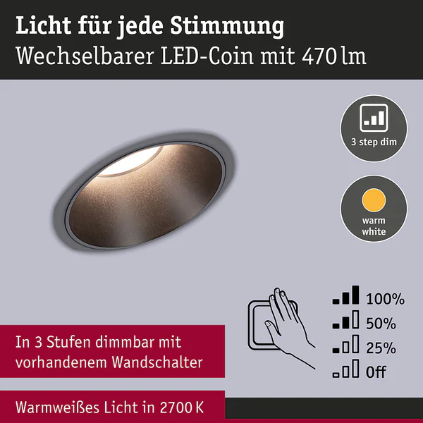 Einbauleuchte Cole Coin - Aluminium / Kunststoff - Schwarz - 3er Set - Image 11