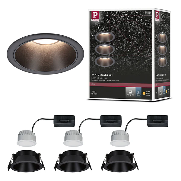 Einbauleuchte Cole Coin - Aluminium / Kunststoff - Schwarz - 3er Set - Image 9