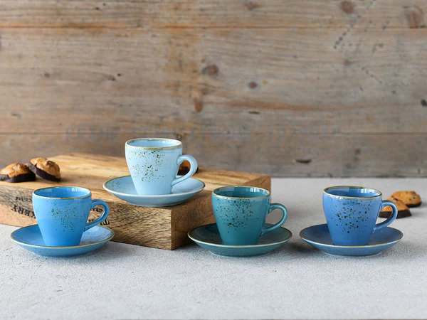 Espressotassen Nature Collection - Steinzeug - Aqua - 8-teilig - Aqua - Image 3