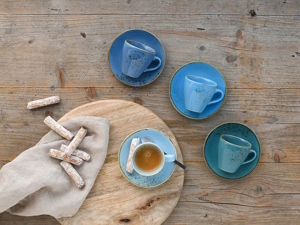 Espressotassen Nature Collection - Steinzeug - Aqua - 8-teilig - Aqua - Image 4