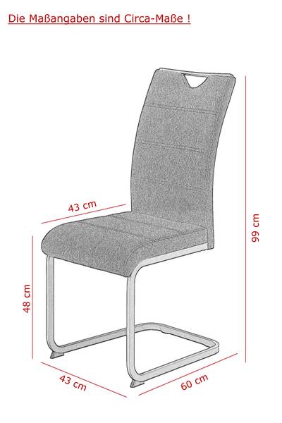 Esszimmerstuhl Kireyi 4er-Set - Schwarz - Webstoff - Stahl - 43 x 99 x 60 cm - Image 7