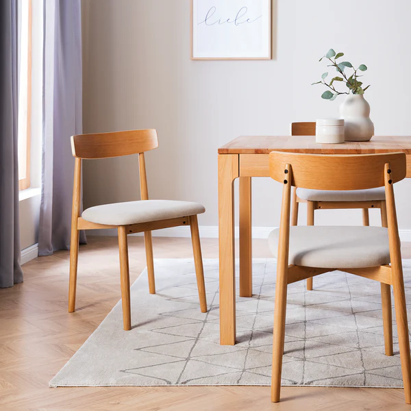 Esszimmerstuhl Lolif 2er-Set - Webstoff / Eiche massiv - Beige / Eiche - Eiche Hell - Image 2