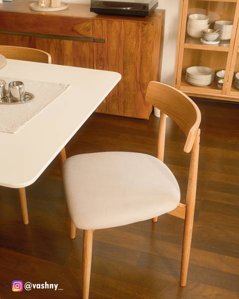 Esszimmerstuhl Lolif 2er-Set - Webstoff / Eiche massiv - Beige / Eiche - Eiche Hell - Image 3