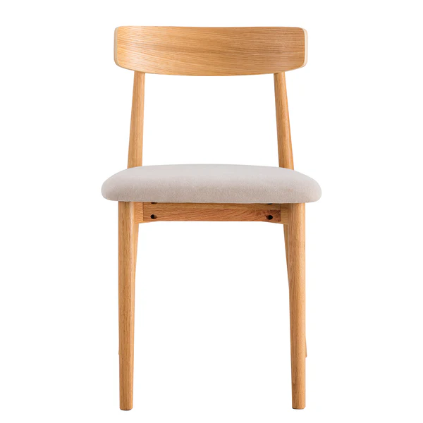 Esszimmerstuhl Lolif 2er-Set - Webstoff / Eiche massiv - Beige / Eiche - Eiche Hell - Image 5