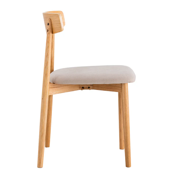 Esszimmerstuhl Lolif 2er-Set - Webstoff / Eiche massiv - Beige / Eiche - Eiche Hell - Image 6