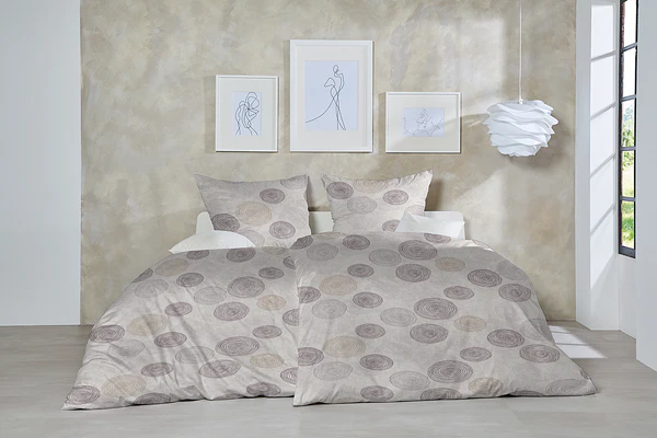 Feinbiber-Bettwäsche Rifa - Baumwolle - Grau / Beige - 135 x 200 cm - Image 2