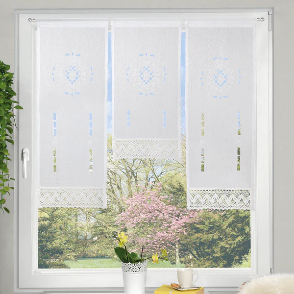 Fensterbehang Alerga (3-teilig) - Polyester - Weiß