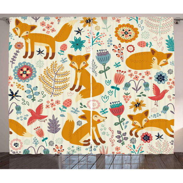 Fertiggardine Fuchs (2er-Set) - Polyester - Mehrfarbig - 140 x 175 cm - Image 2