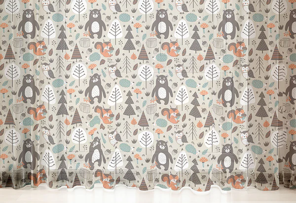 Fertiggardine Kindergarten 2er-Set - Polyester - Grau / Gelb - Höhe: 210 cm - Image 5