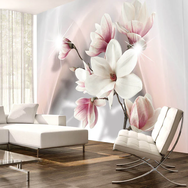 Fototapete White Magnolias - Premium Vlies - Weiß / Pink - 350 x 245 cm - Image 2