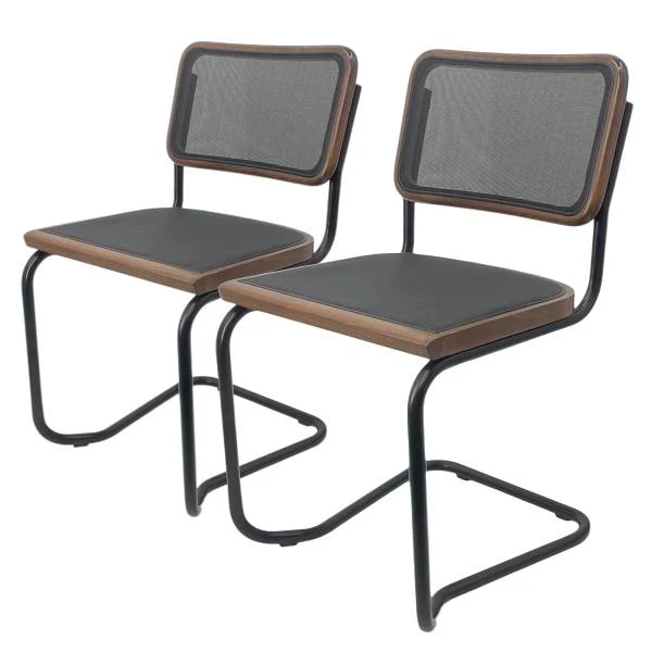 Freischwinger HOLM 2er-Set Mesh - Buche Dunkelbraun - Schwarz