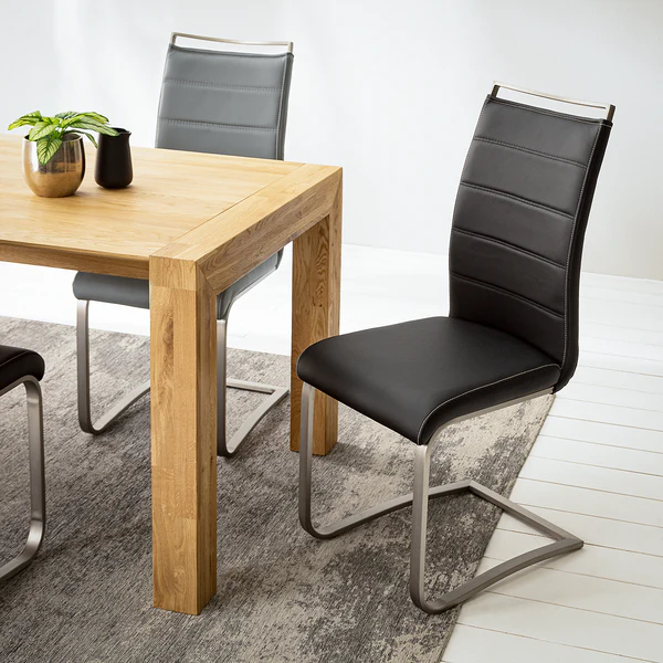 Freischwinger Lezuza - Kunstleder / Edelstahl - Kunstleder Leja: Schwarz - 2er Set - Image 3