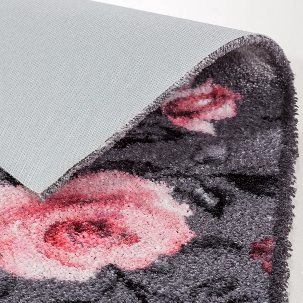 Fuß-und Sauberlaufmatte Pure&Soft Blumen - Kunstfaser - Grau / Rosa - Image 4