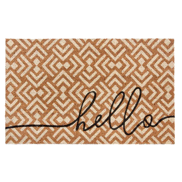 Fußmatte Kokos Geometric Hello - Kokos - Beige / Weiß