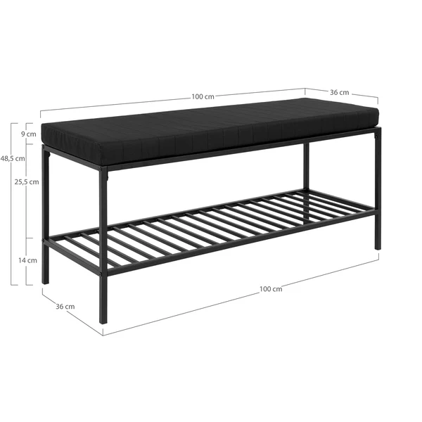 Garderobenbank Vapi - Webstoff / Metall - Schwarz - Image 10