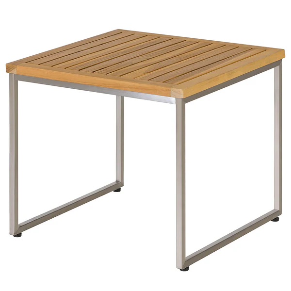 Gartenhocker Cipressa Teak & Edelstahl - Webstoff / Teak massiv - Grau / Braun - Image 6