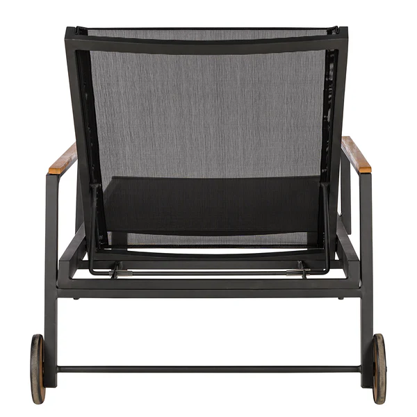 Gartenliege Daly mit Gitterstoff - Textilene / Aluminium - Schwarz / Braun - Image 10