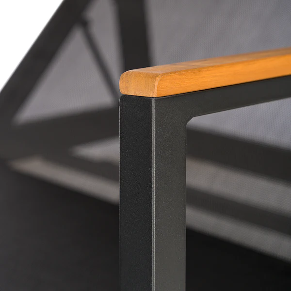 Gartenliege Daly mit Gitterstoff - Textilene / Aluminium - Schwarz / Braun - Image 12