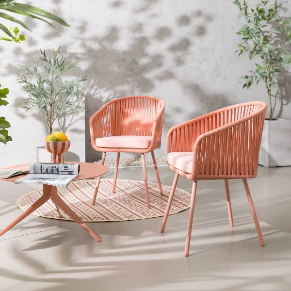 Gartenstuhl NOXI 2er-Set - Stahl / Polyester - Flamingorosa - Image 2