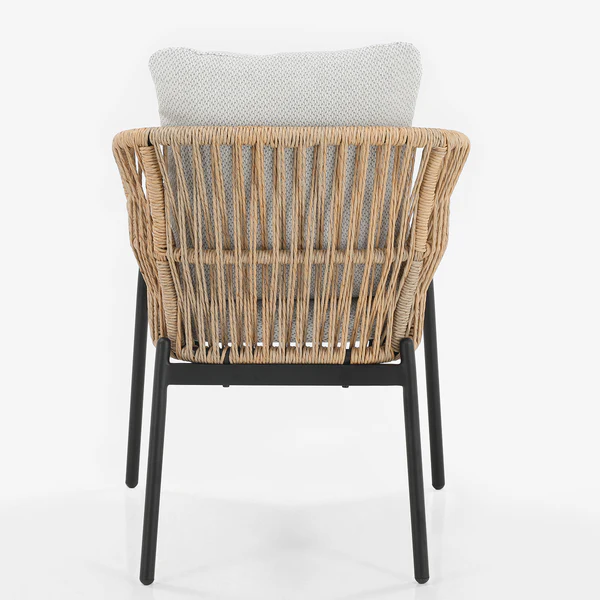 Gartenstuhl Ruvo 2er-Set - Polyrattan / Webstoff - Braun / Grau - Image 7
