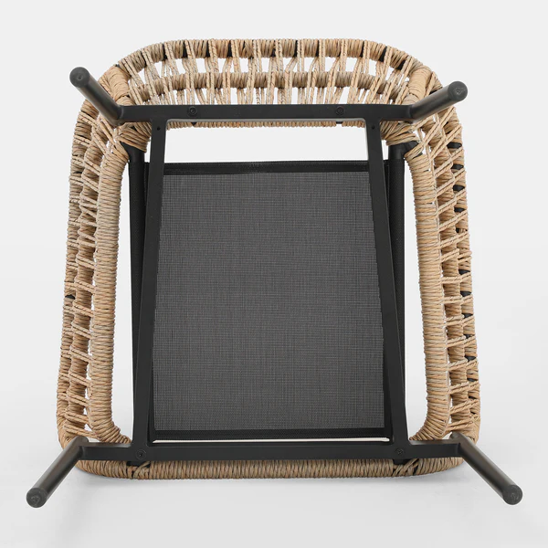 Gartenstuhl Ruvo 2er-Set - Polyrattan / Webstoff - Braun / Grau - Image 9