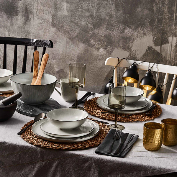 Geschirr-Set HENLEY 16-teilig - Steinzeug - Grau - Image 6