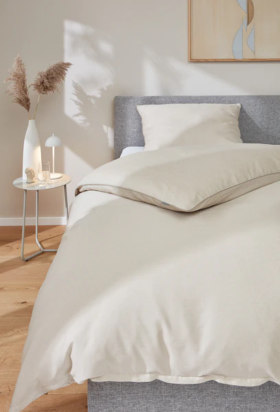 Glanz-Satinbettwäsche Ease - Baumwolle - Beige - 155 x 220 cm + Kissen 80 x 80 cm - Image 2