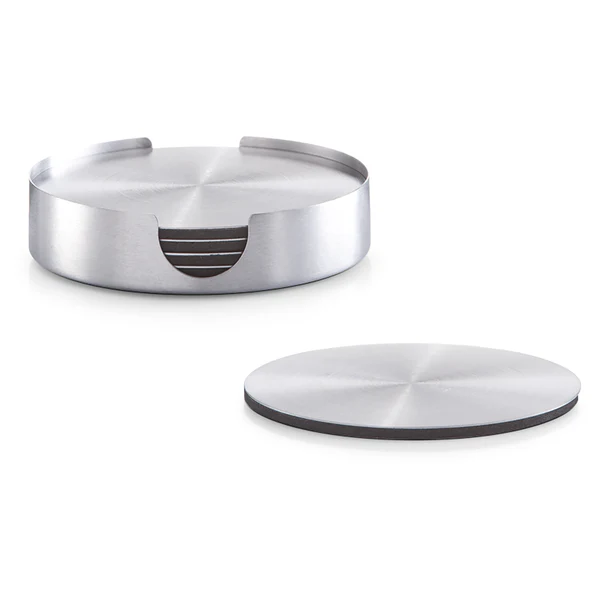 Glasuntersetzer-Set Luca (7-tlg.) - Edelstahl - silber - Ø 10