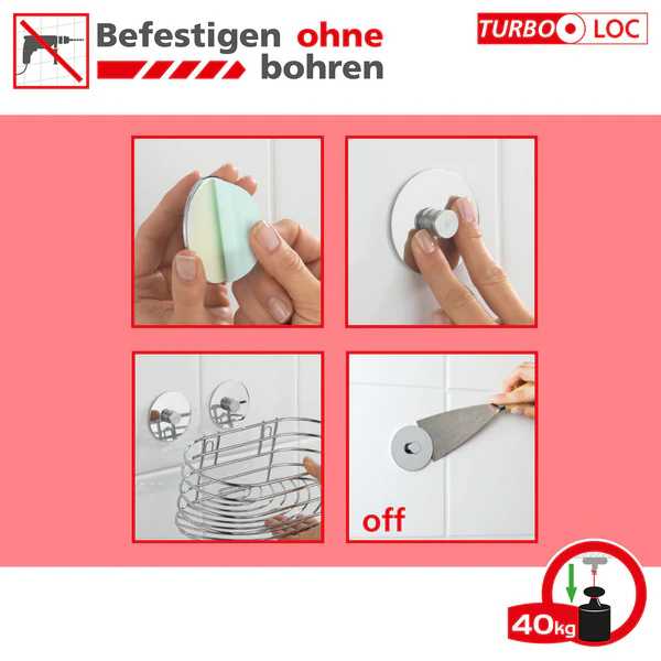 Handtuchhalter Turbo-Loc Quadro - Edelstahl rostfrei / ABS - Chrom - Image 4