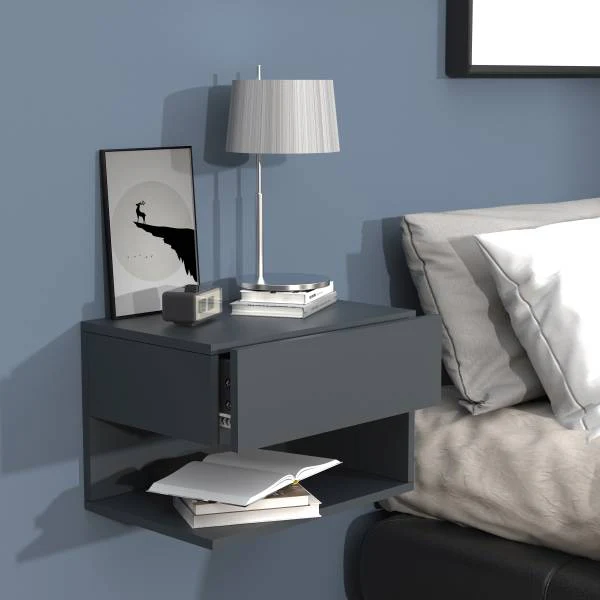 Hänge-Nachtkommode Usal XL - Schwarz - Breite: 45 cm - Image 2