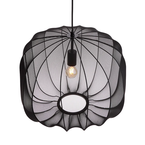 Hängeleuchte AMAL - Eisen / Polyester - 1-flammig - Schwarz - Durchmesser: 50 cm - Image 4