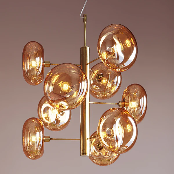 Hängeleuchte Headline Brass - Stahl / Glas - Gold - 9-flammig