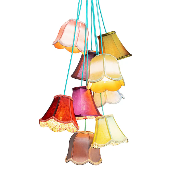 Hängeleuchte Saloon Flowers 9-flammig - Stahl / Kunstseide - Multicolor - Image 7