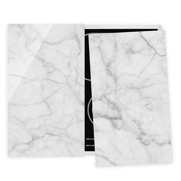 Herdabdeckplatte Bianco Carrara - Sicherheitsglas - Weiß - 60 x 52 cm - Image 4