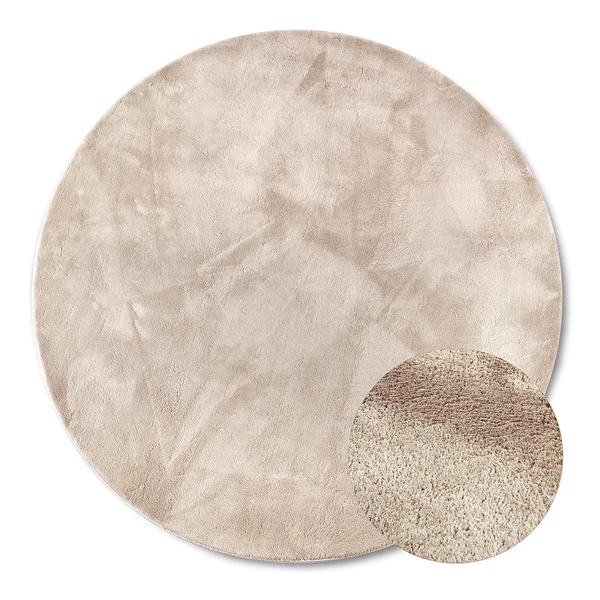 Hochflorteppich Leon rund - Polyester - Creme - Durchmesser: 160 cm - Image 5