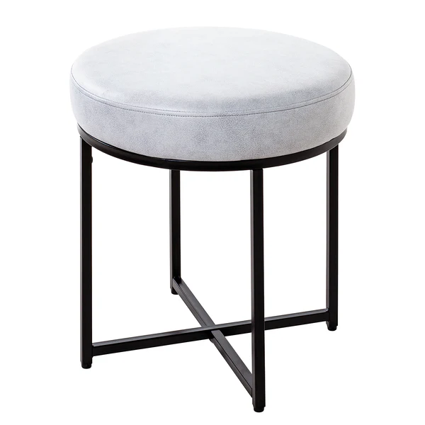 Hocker Tilbrook - Kunstleder / Metall - Lichtgrau
