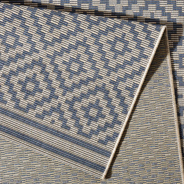 In-/Outdoor-Läufer Raute - Kunstfaser - Blau / Beige - 80 x 200 cm - Image 3